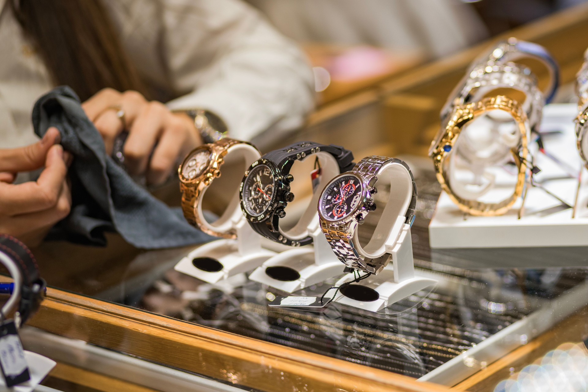 Luxurious Watches Displayed Elegantly in a Jewelry Store